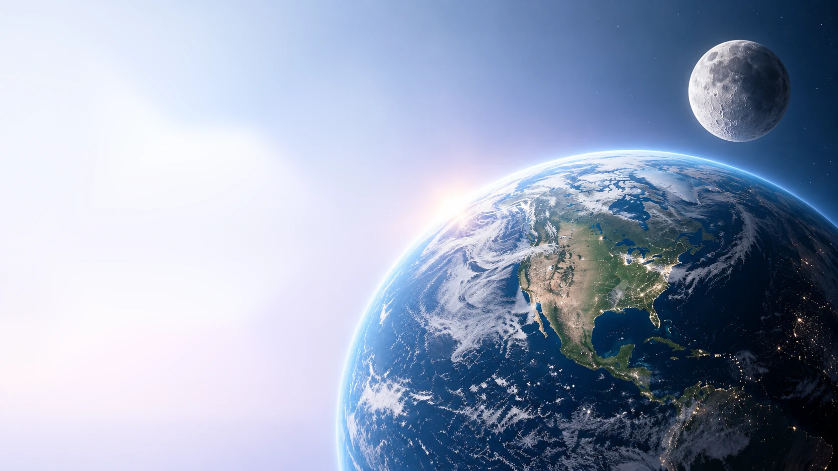 Earth and the Moon seen from orbit